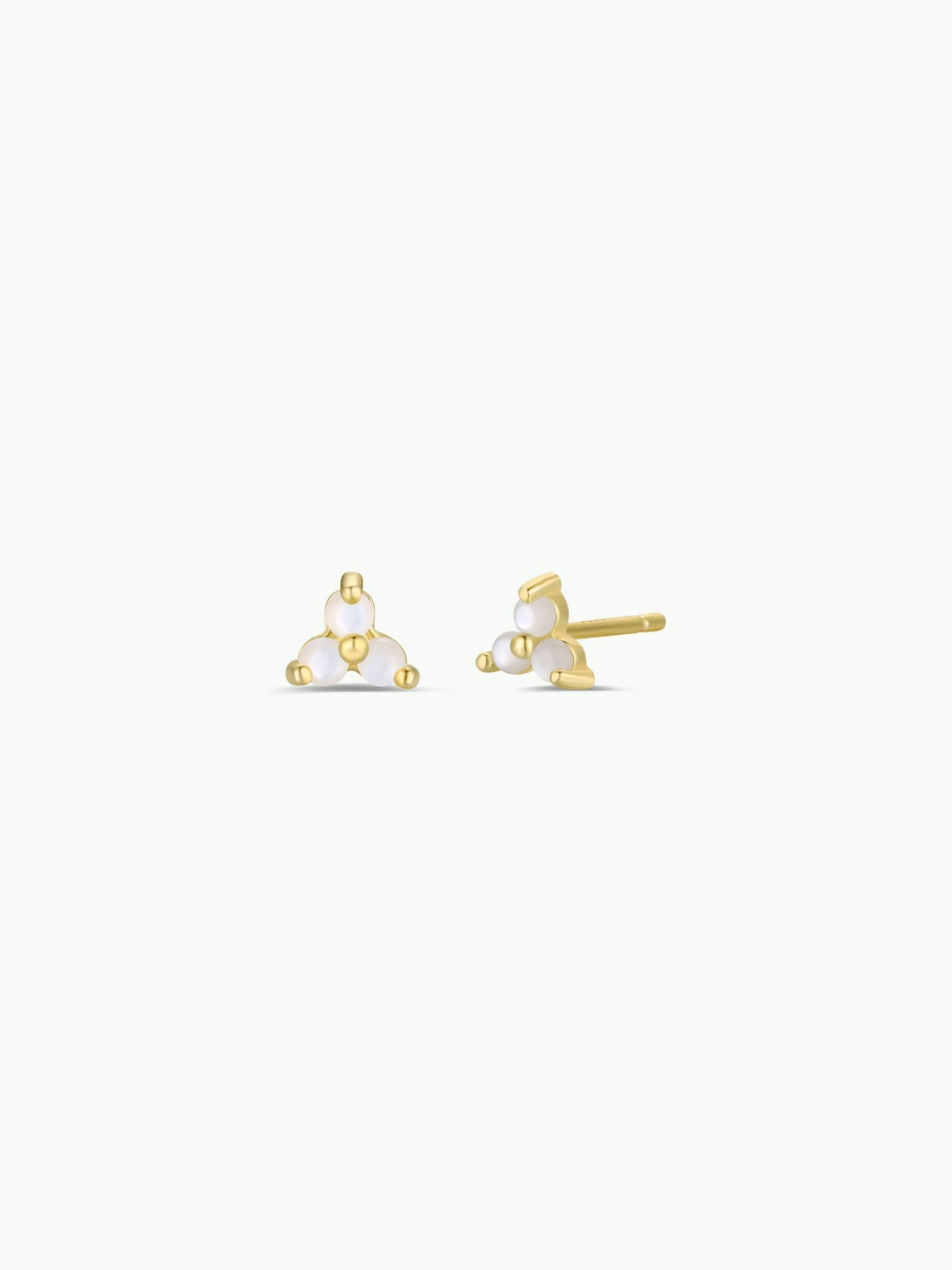 Trio Cluster Gold Earrings - Pearl - Meadow Collectivestud earrings