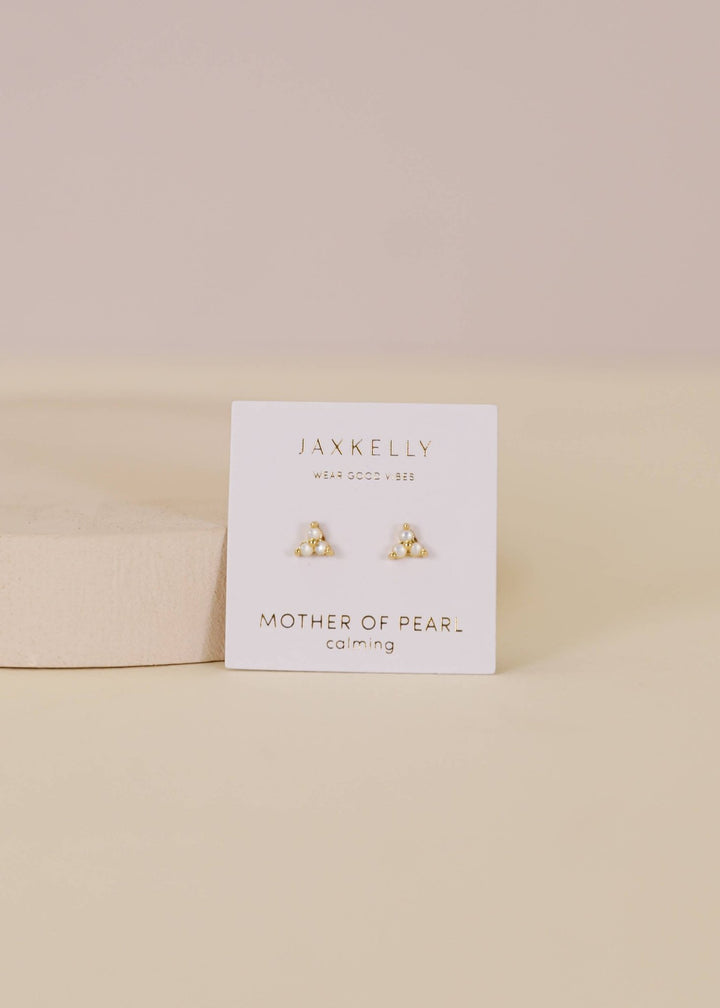 Trio Cluster Gold Earrings - Pearl - Meadow Collectivestud earrings