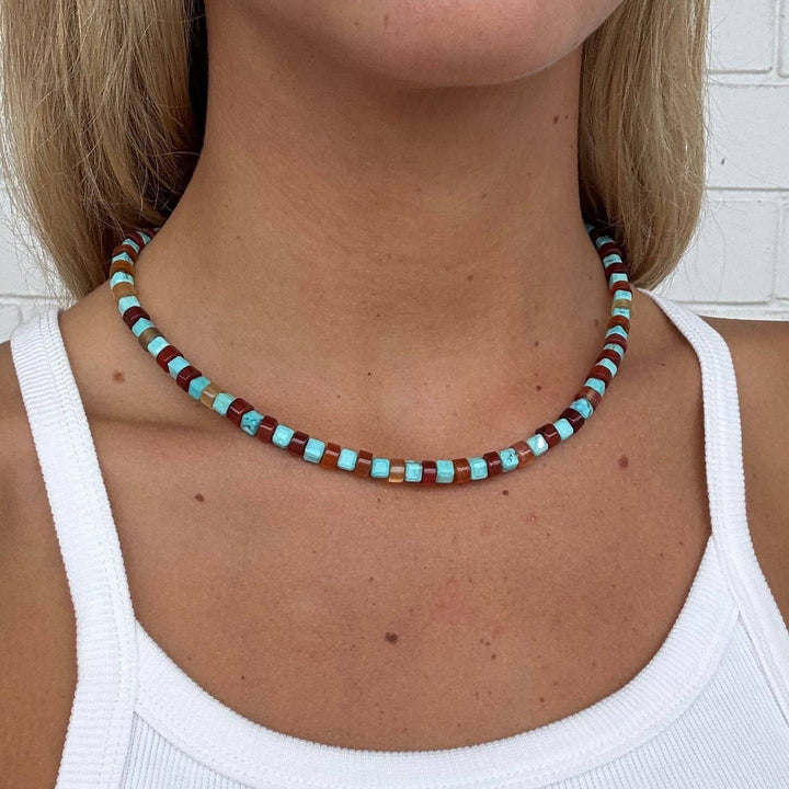 Turquoise and Red Aventurine Beaded Necklace - Meadow CollectiveNecklaces