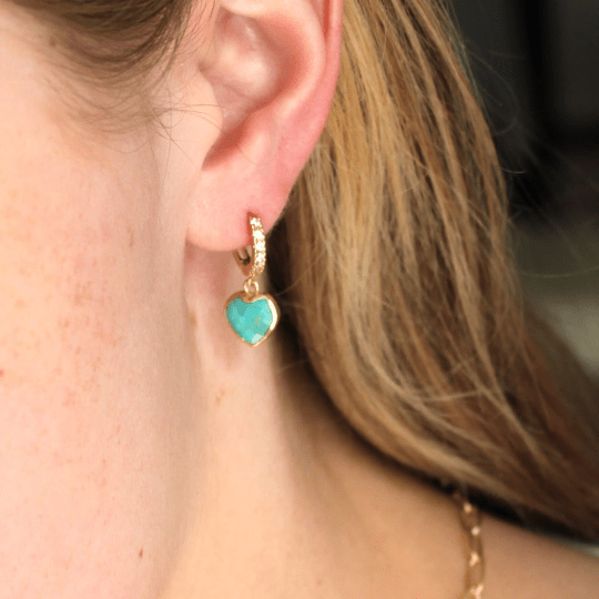 Turquoise CZ Huggie Hoops - Meadow Collectivehuggie hoops
