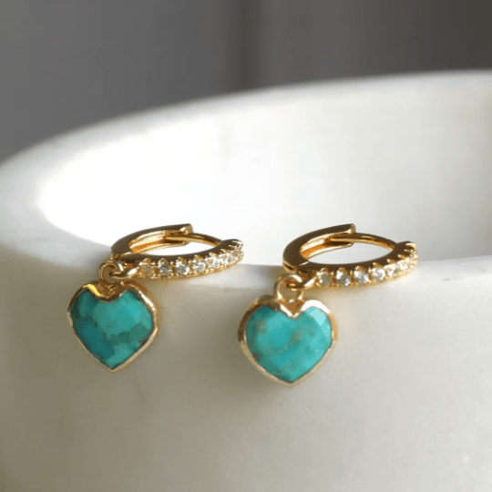 Turquoise CZ Huggie Hoops - Meadow Collectivehuggie hoops