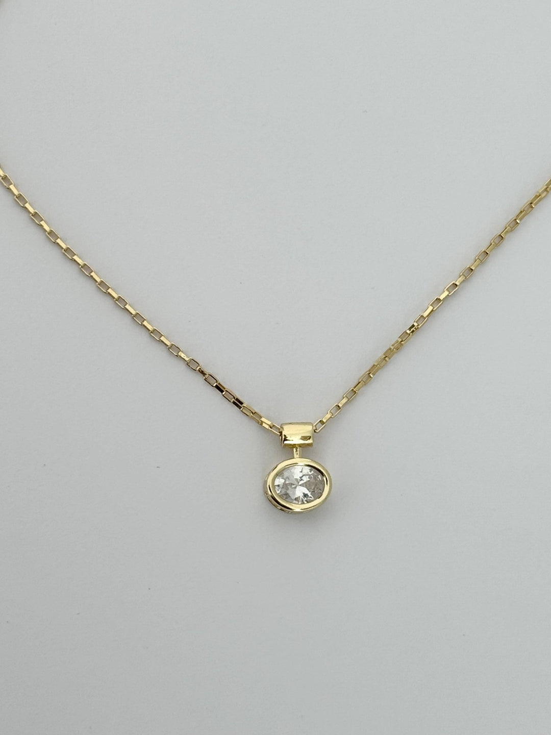 Vera Necklace - 14K Gold Filled Square Link & Oval CZ Pendant - Meadow CollectiveNecklace