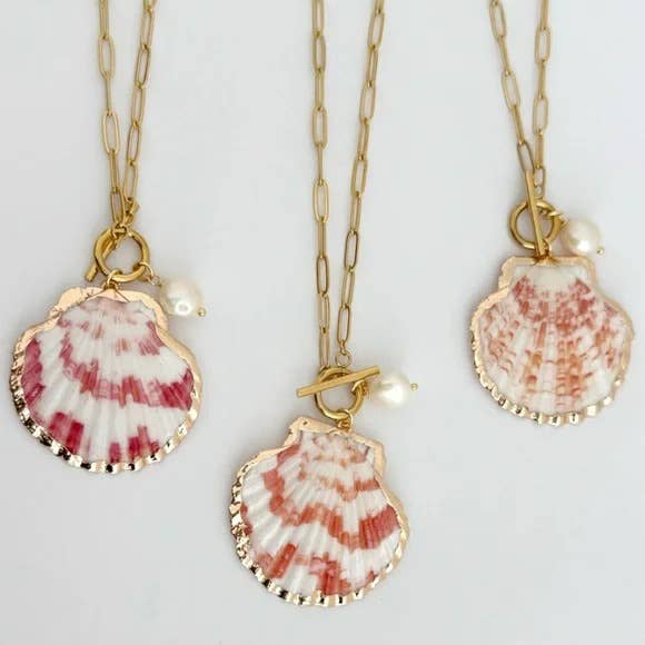 Washed Ashore: Gold Shell & Baroque Pearl Statement Necklace - Meadow CollectiveNecklace