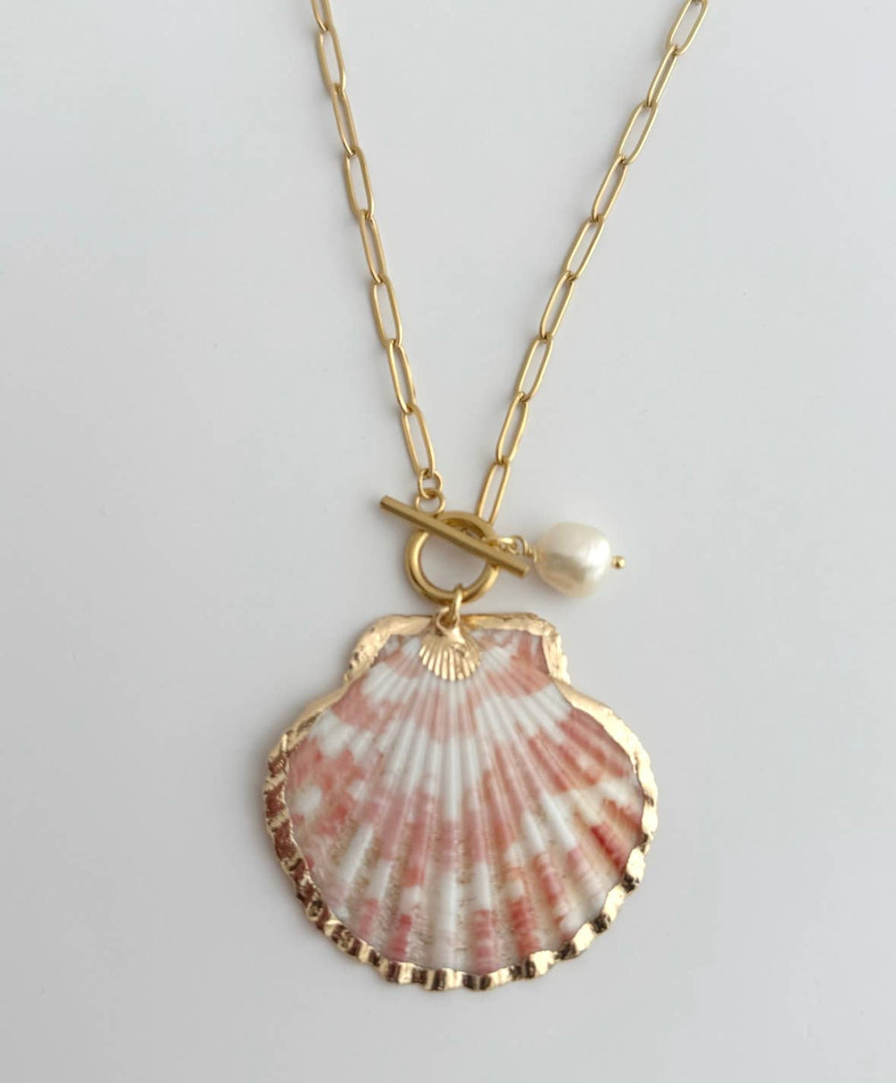 Washed Ashore: Gold Shell & Baroque Pearl Statement Necklace - Meadow CollectiveNecklace