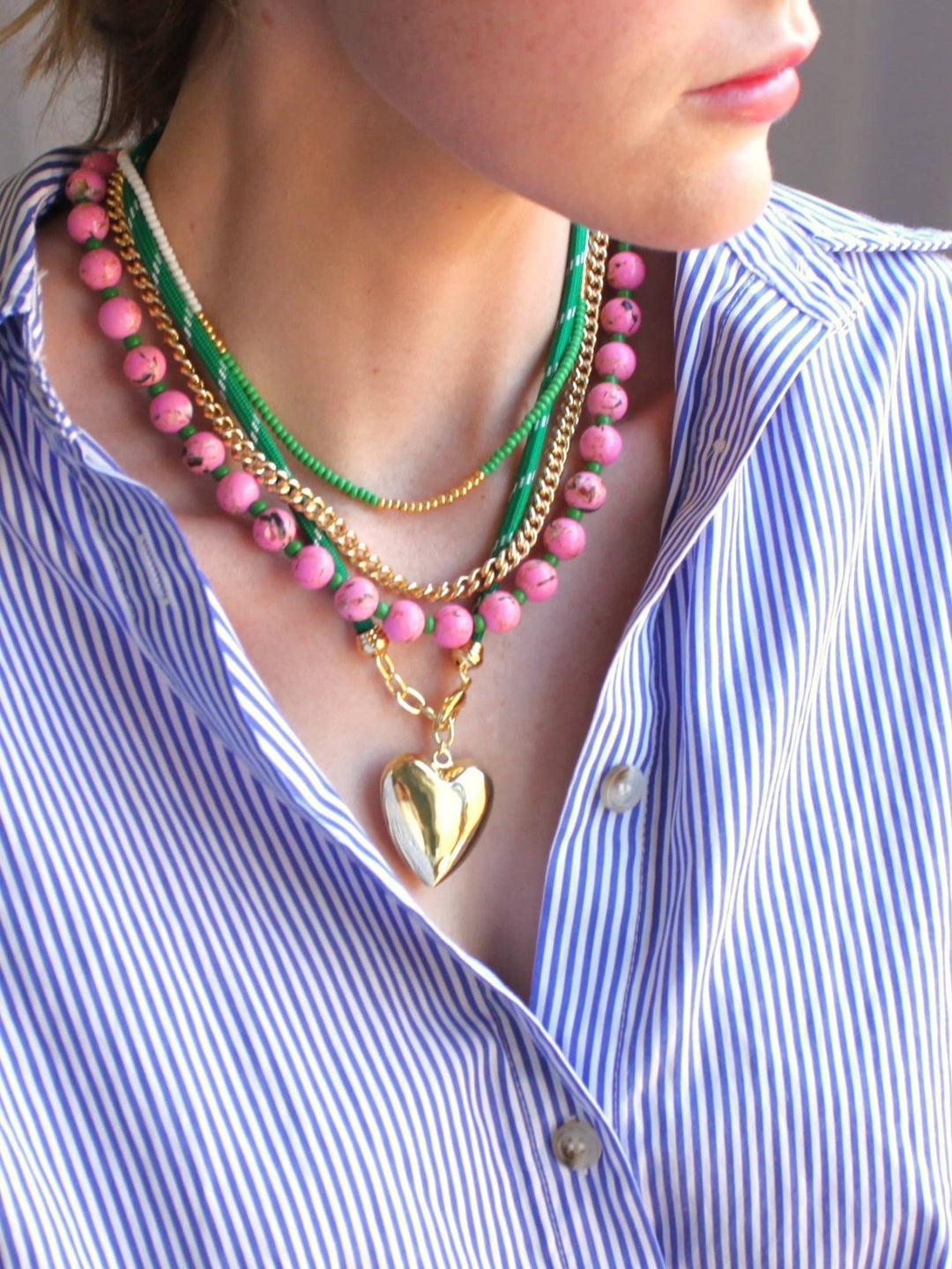 Winnie Cord Puffy Heart Necklace - Three colors - Meadow CollectiveNecklace