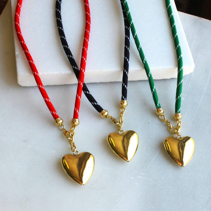 Winnie Cord Puffy Heart Necklace - Three colors - Meadow CollectiveNecklace