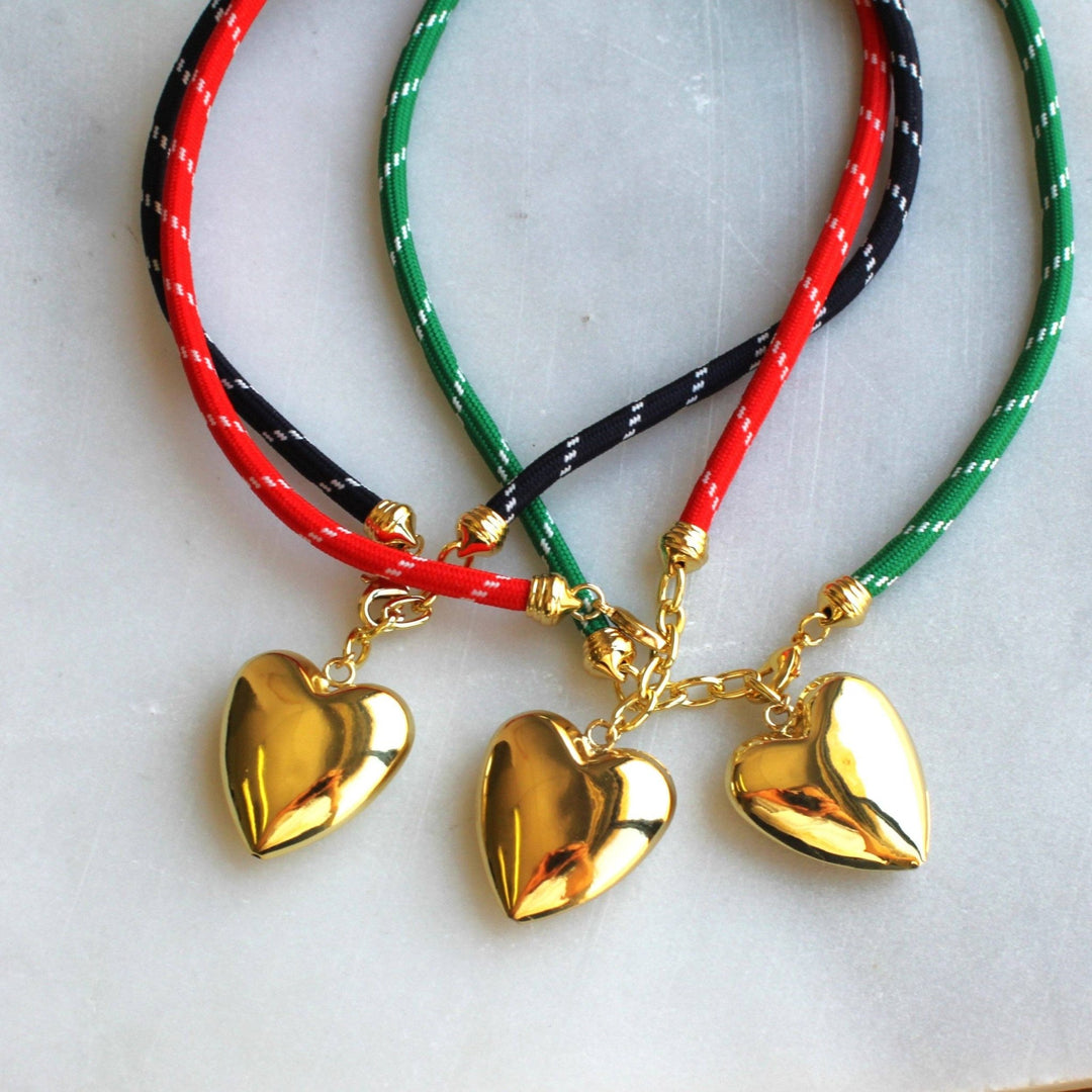 Winnie Cord Puffy Heart Necklace - Three colors - Meadow CollectiveNecklace