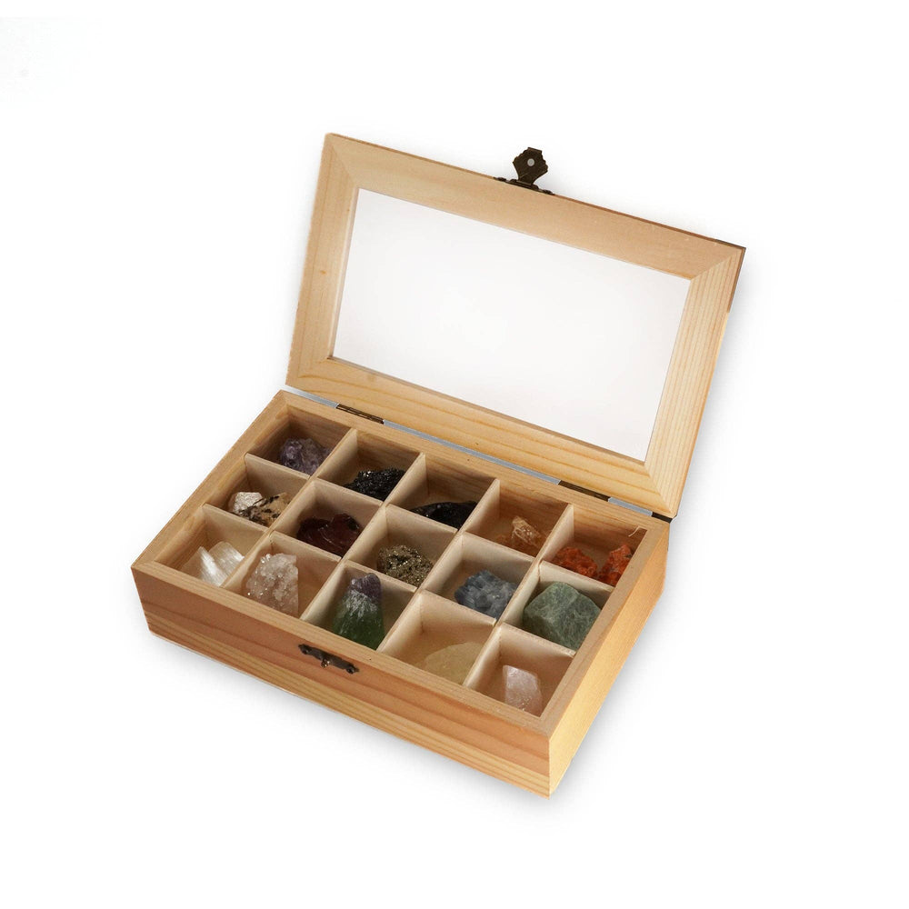 Wooden Box with Minerals - Meadow Collectivecrystals