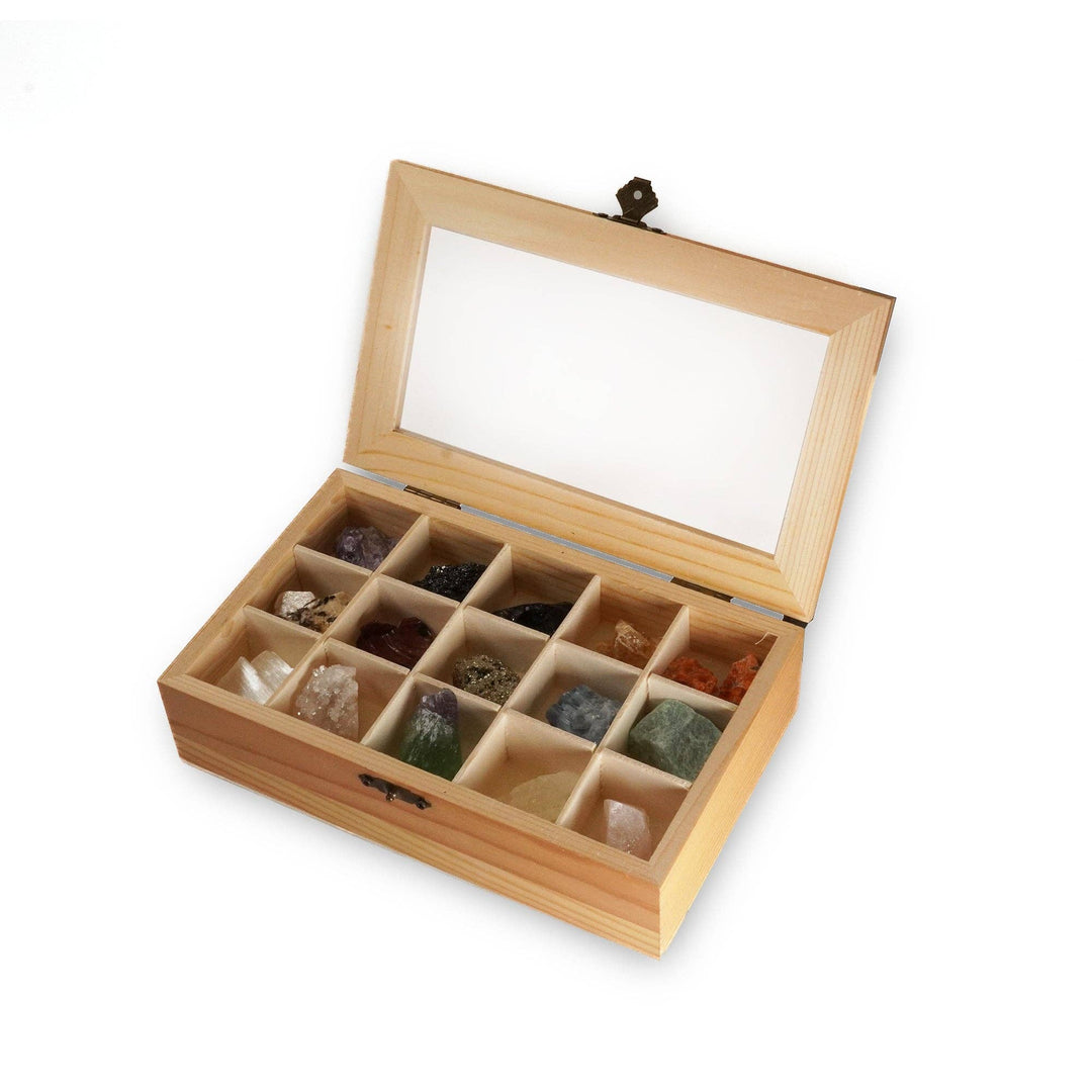 Wooden Box with Minerals - Meadow Collectivecrystals