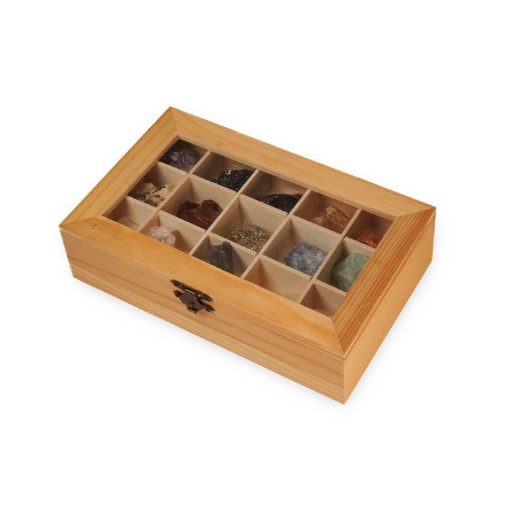 Wooden Box with Minerals - Meadow Collectivecrystals
