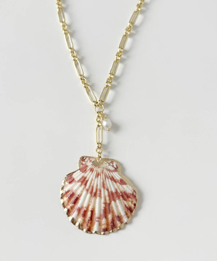 Wylie 14K Gold Filled Chunky Chain Shell &amp; Pearl Necklace - Meadow CollectiveNecklace