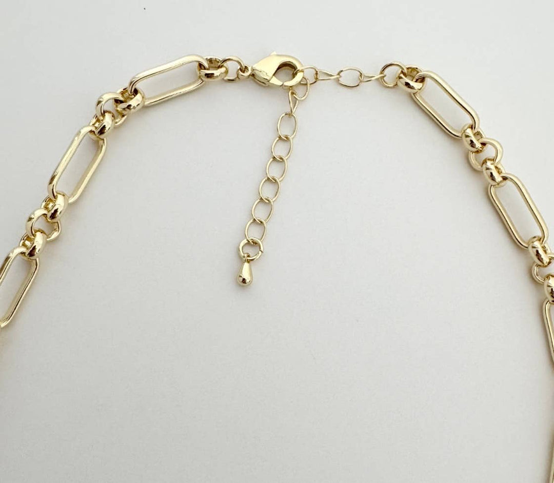 Wylie 14K Gold Filled Chunky Chain Shell &amp; Pearl Necklace - Meadow CollectiveNecklace