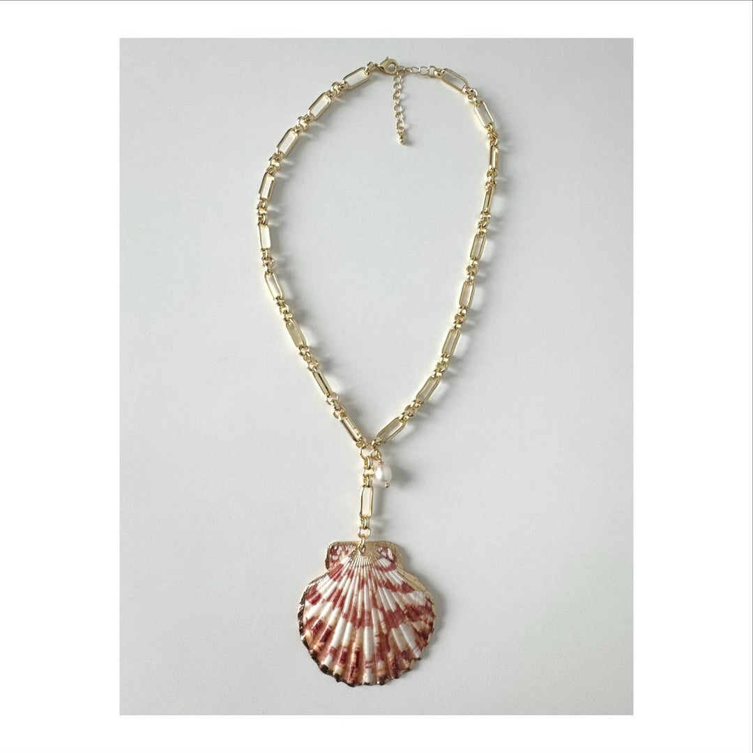 Wylie 14K Gold Filled Chunky Chain Shell &amp; Pearl Necklace - Meadow CollectiveNecklace