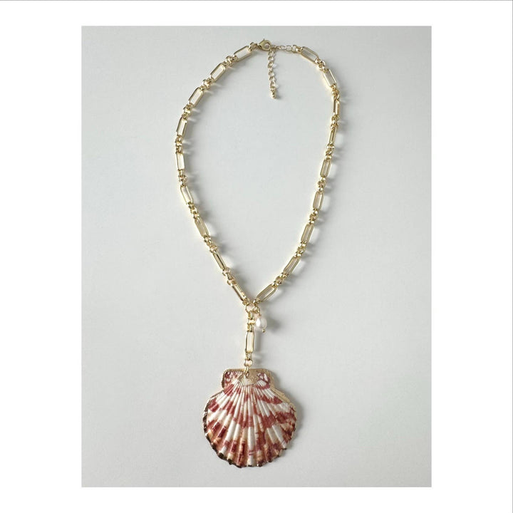 Wylie 14K Gold Filled Chunky Chain Shell &amp; Pearl Necklace - Meadow CollectiveNecklace