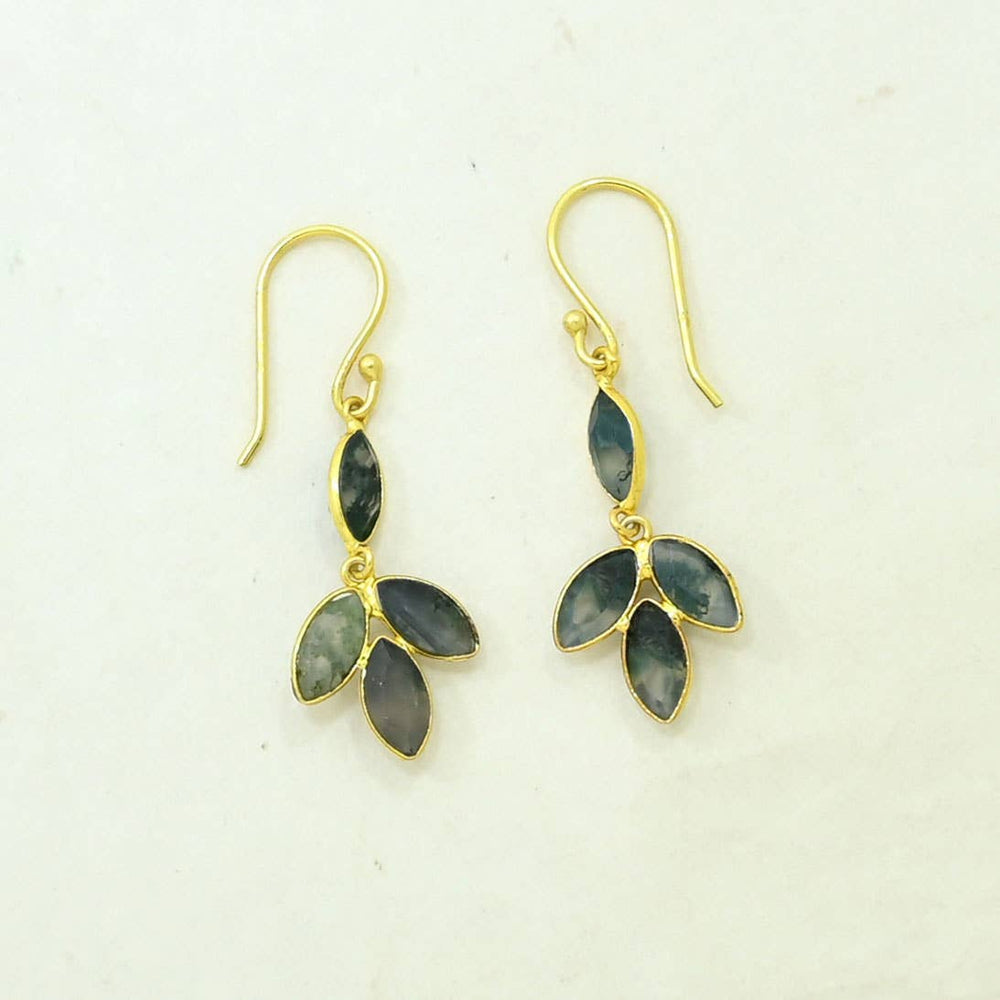 Yara Earring Gold Plated - Moss Agate - Meadow Collectiveearrings