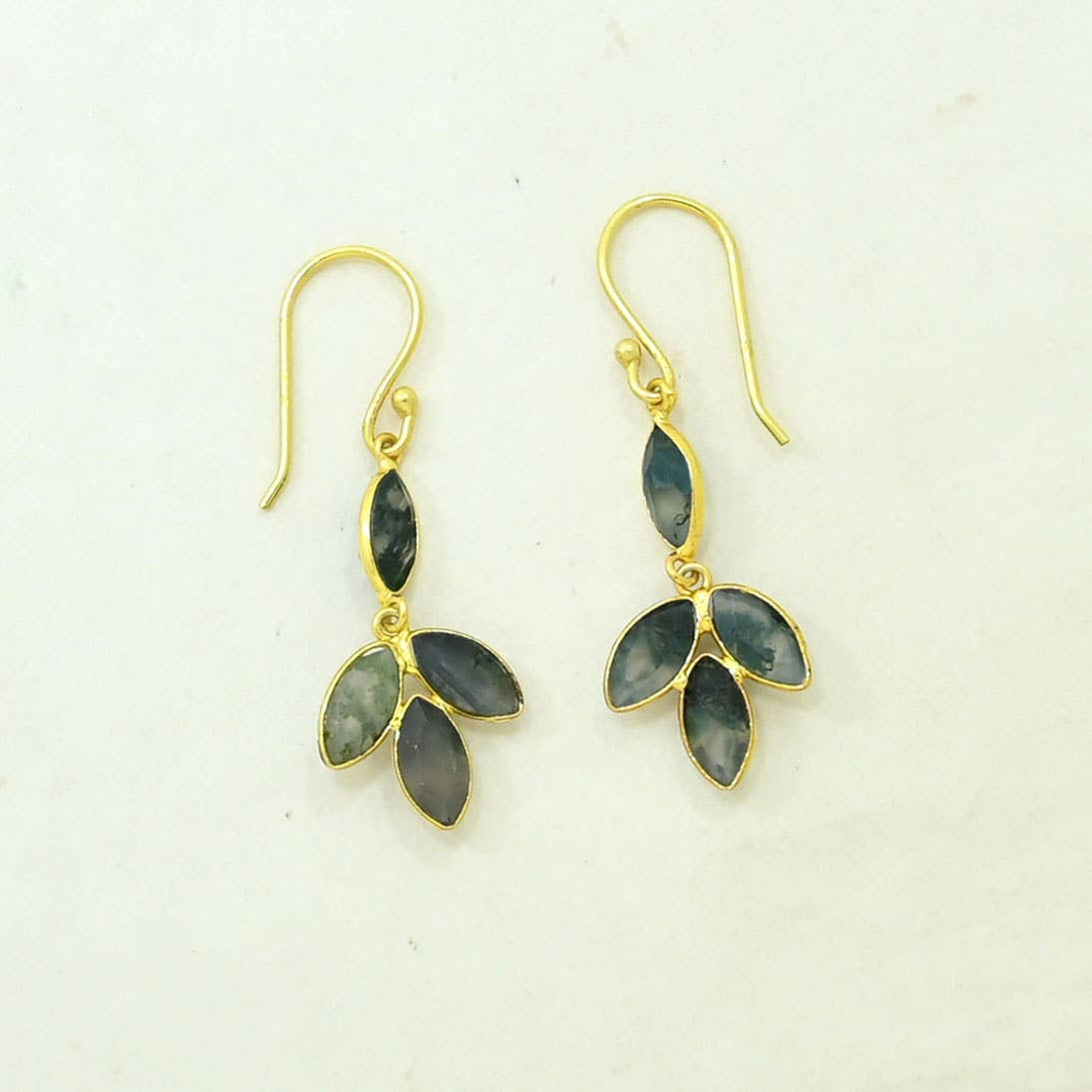 Yara Earring Gold Plated - Moss Agate - Meadow Collectiveearrings