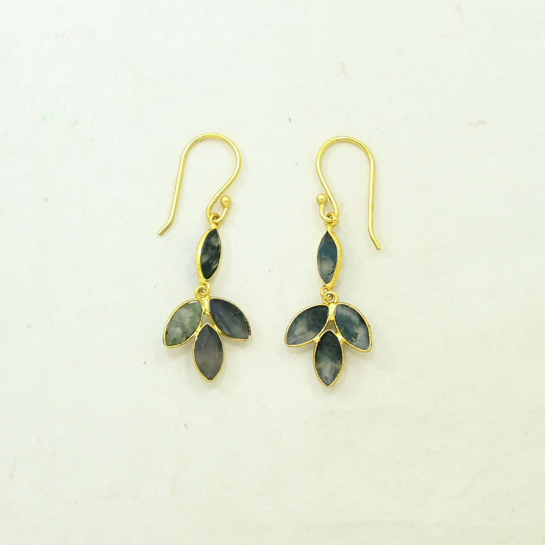 Yara Earring Gold Plated - Moss Agate - Meadow Collectiveearrings