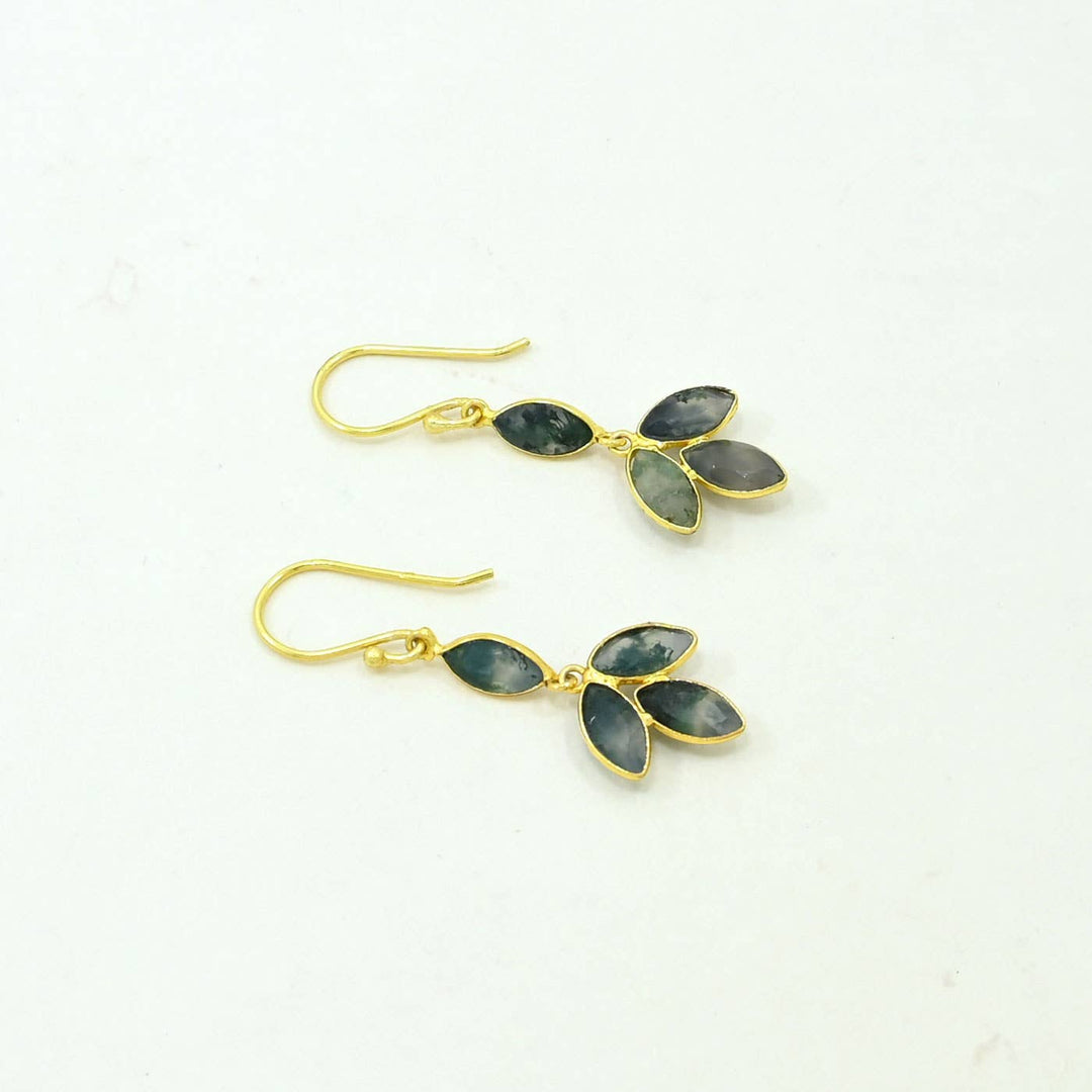 Yara Earring Gold Plated - Moss Agate - Meadow Collectiveearrings
