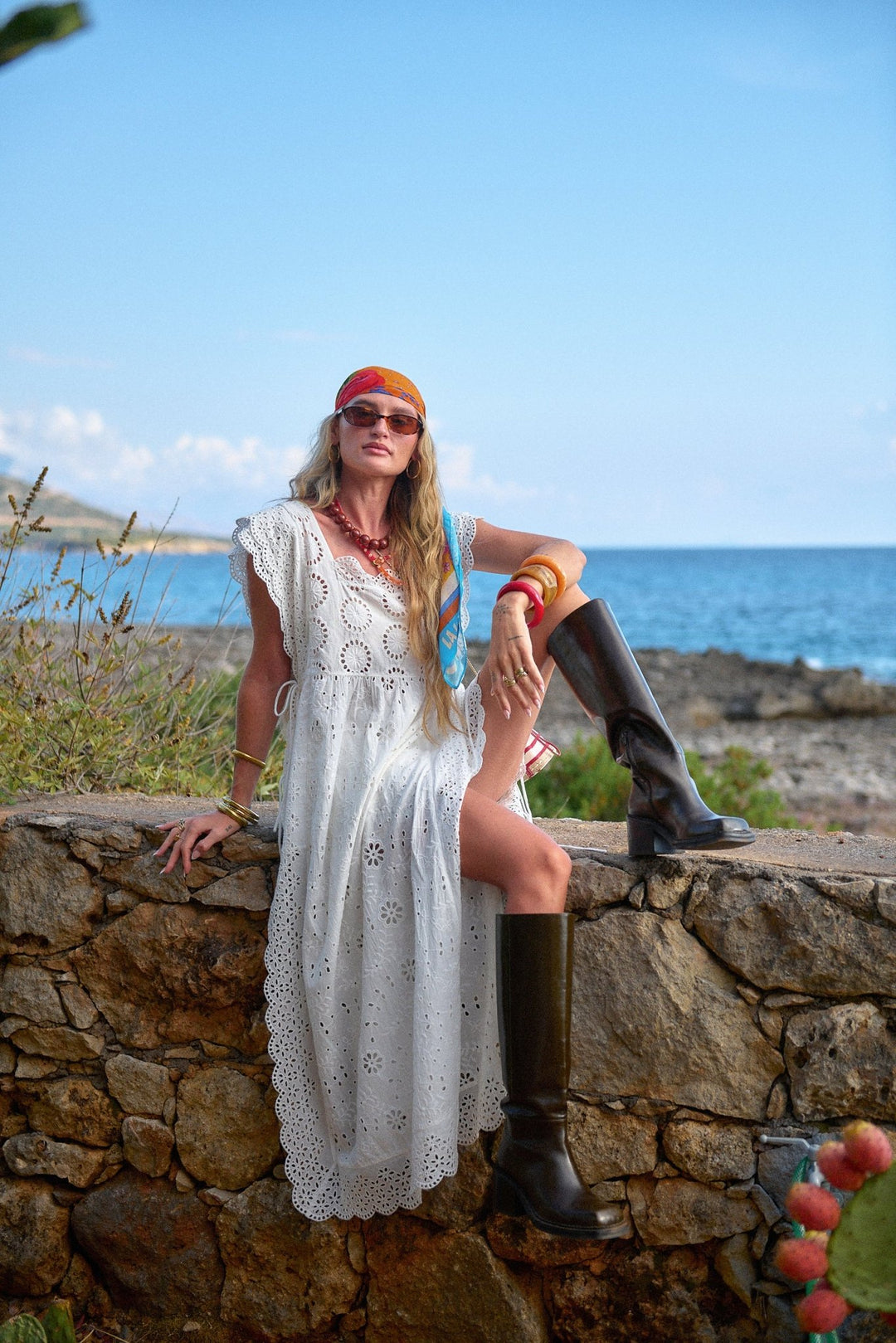 Spell Yaya Lace Kaftan - Antique White S Spell Yaya Lace Kaftan - Antique White S