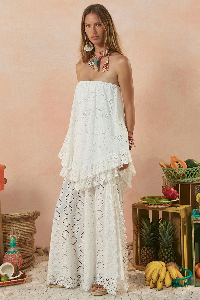 Yaya Lace Scarf Mini Dress - Antique White - Meadow Collectivemini dress