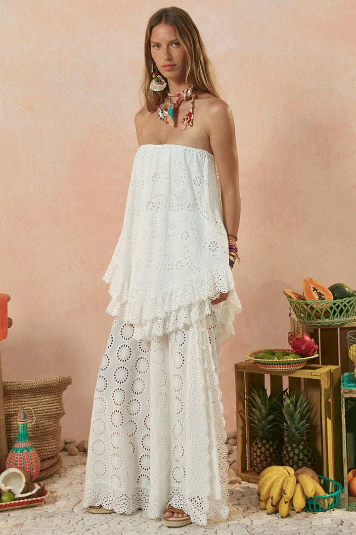 Yaya Lace Scarf Mini Dress - Antique White - Meadow Collectivemini dress