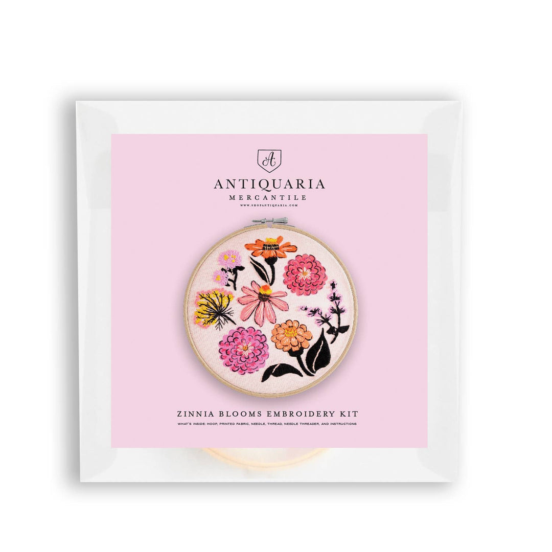 Zinnia Sampler Premium Embroidery Kit, 6 inch - Meadow Collectivecrafts