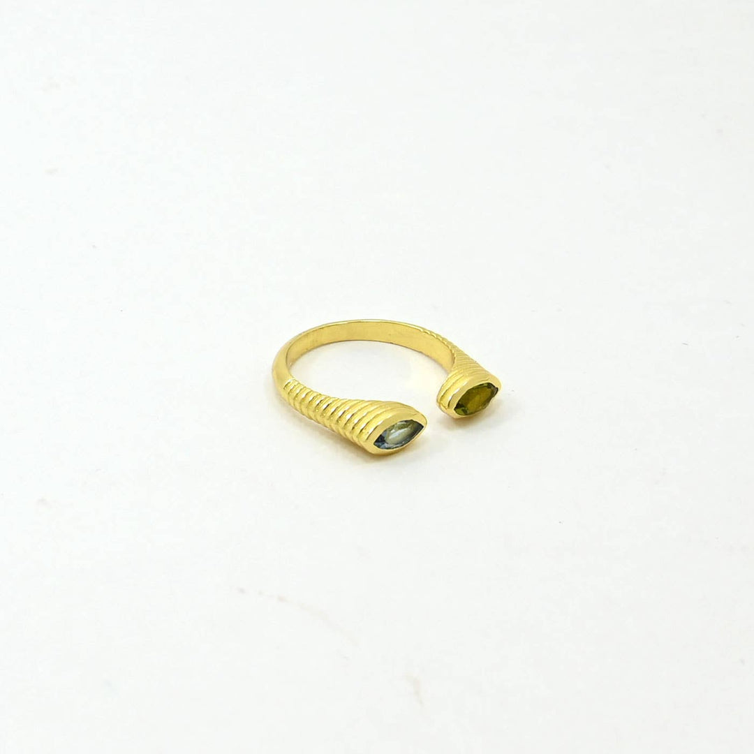 Zuri Ring Gold Plated - Iolite &amp; Green Tourmaline - Meadow Collectivering