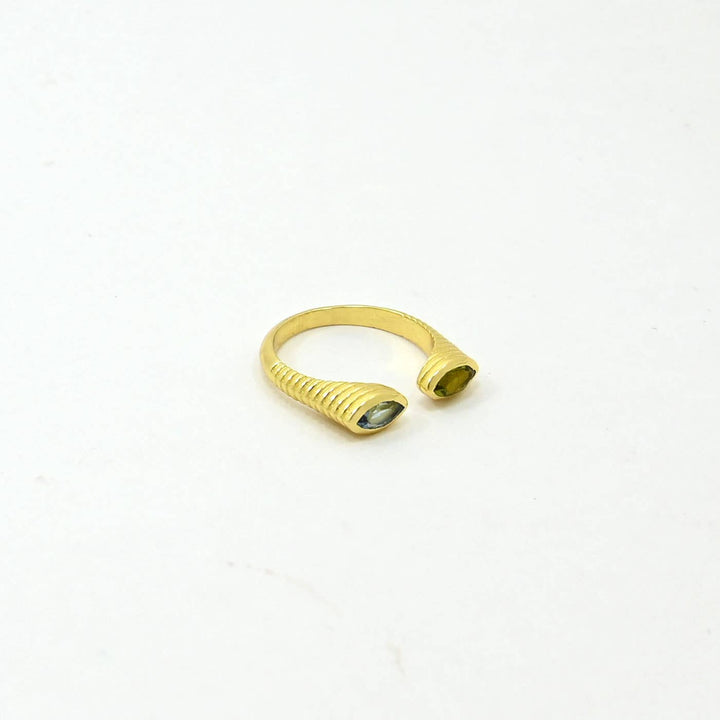 Zuri Ring Gold Plated - Iolite &amp; Green Tourmaline - Meadow Collectivering