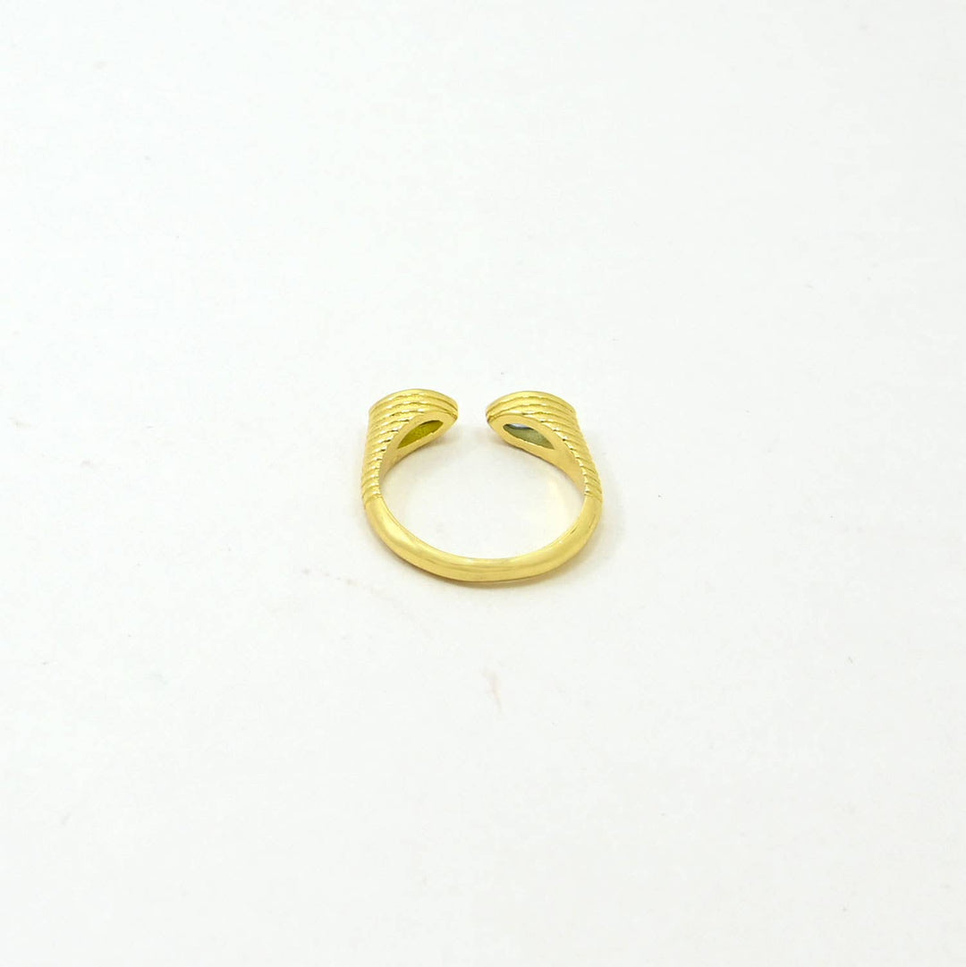 Zuri Ring Gold Plated - Iolite &amp; Green Tourmaline - Meadow Collectivering