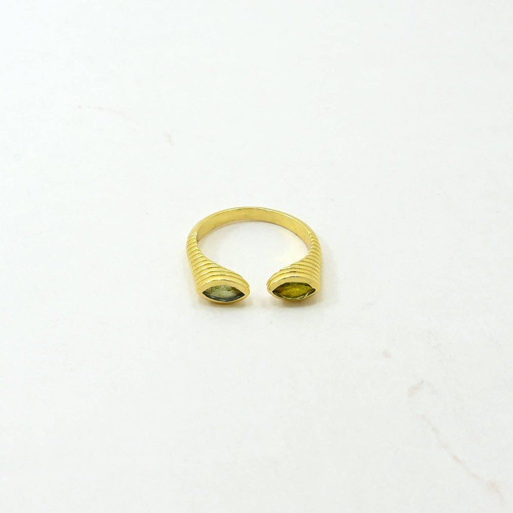 Zuri Ring Gold Plated - Iolite & Green Tourmaline - Meadow Collectivering