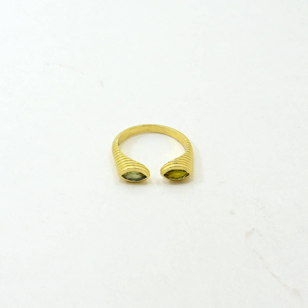 Zuri Ring Gold Plated - Iolite &amp; Green Tourmaline - Meadow Collectivering