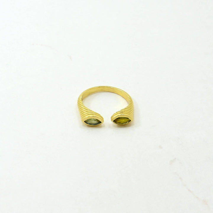 Zuri Ring Gold Plated - Iolite &amp; Green Tourmaline - Meadow Collectivering